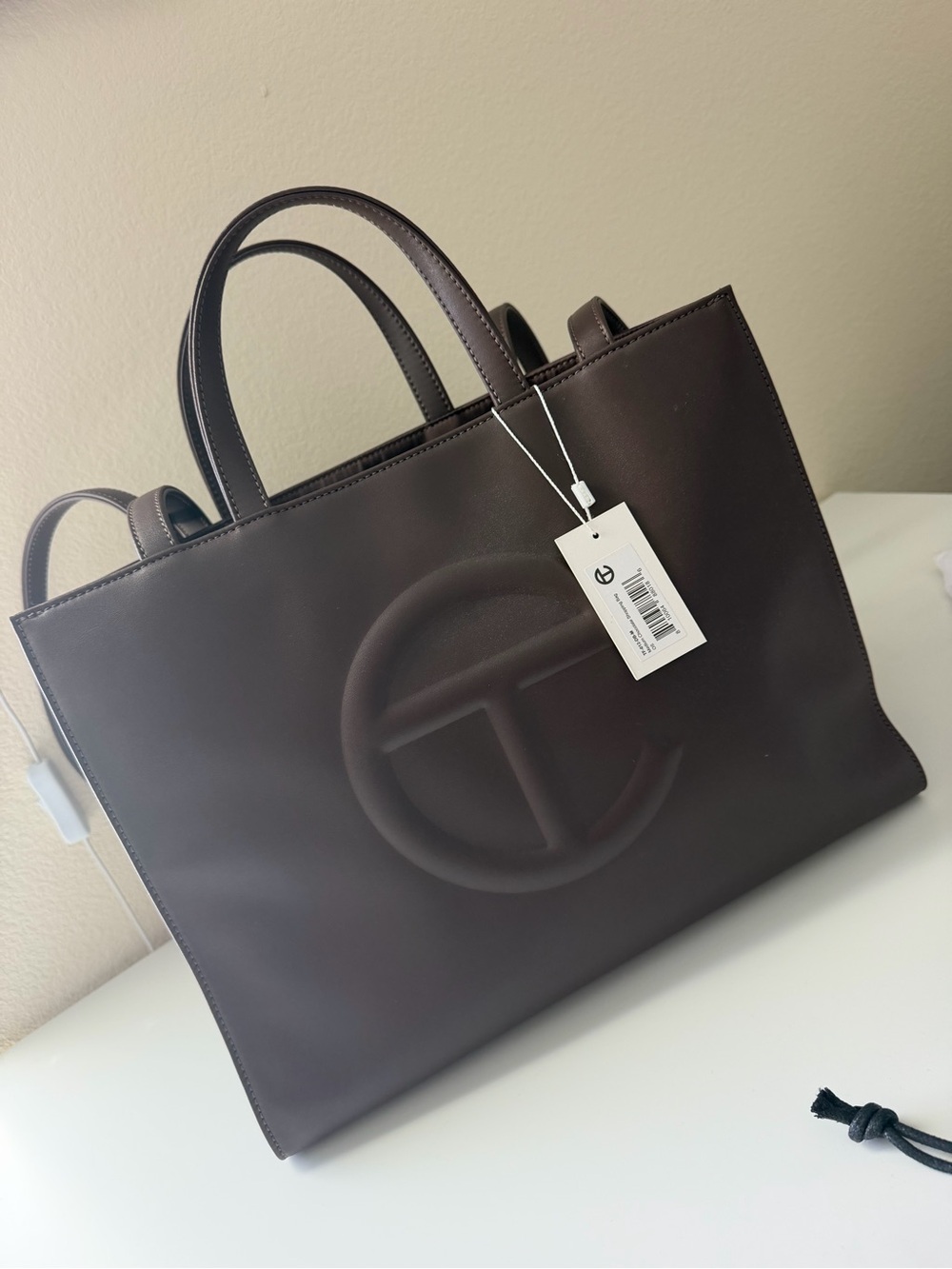 Telfar Dark Brown Logo Tote